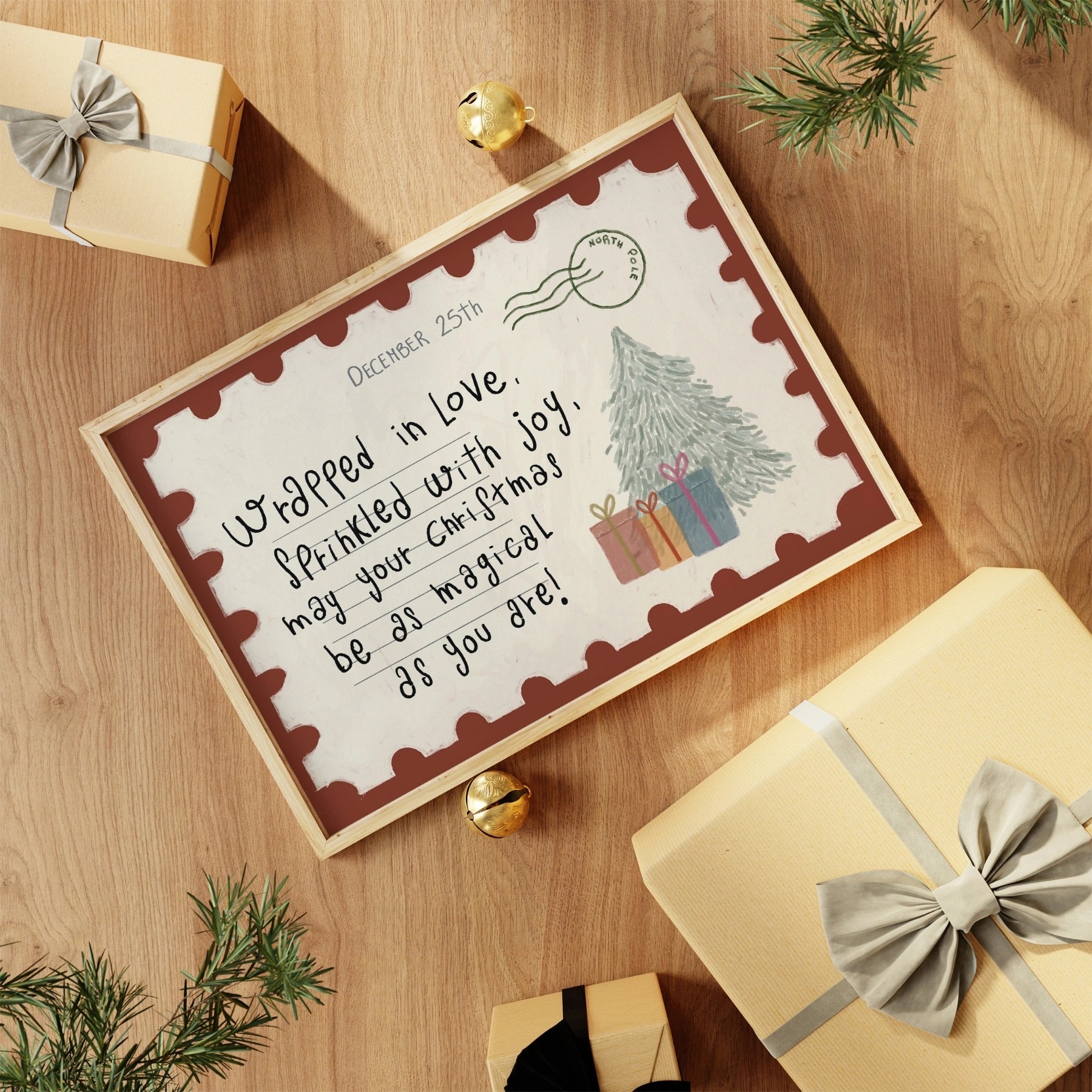 Festive Holiday Postcard Wall Art