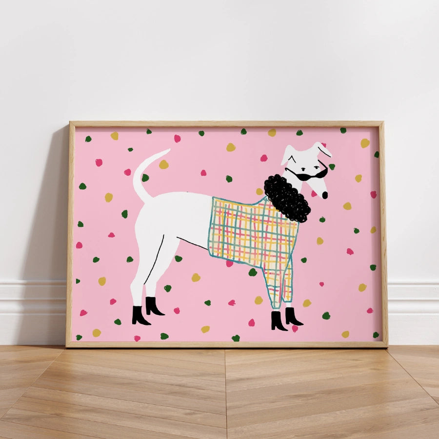 Fashion Dog Nursery Print – Cute Animal Wall Art for Kids