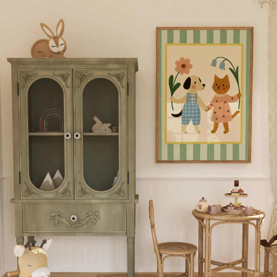 Puppy and Kitten Nursery Print - Cute Animal Wall Art for Kids