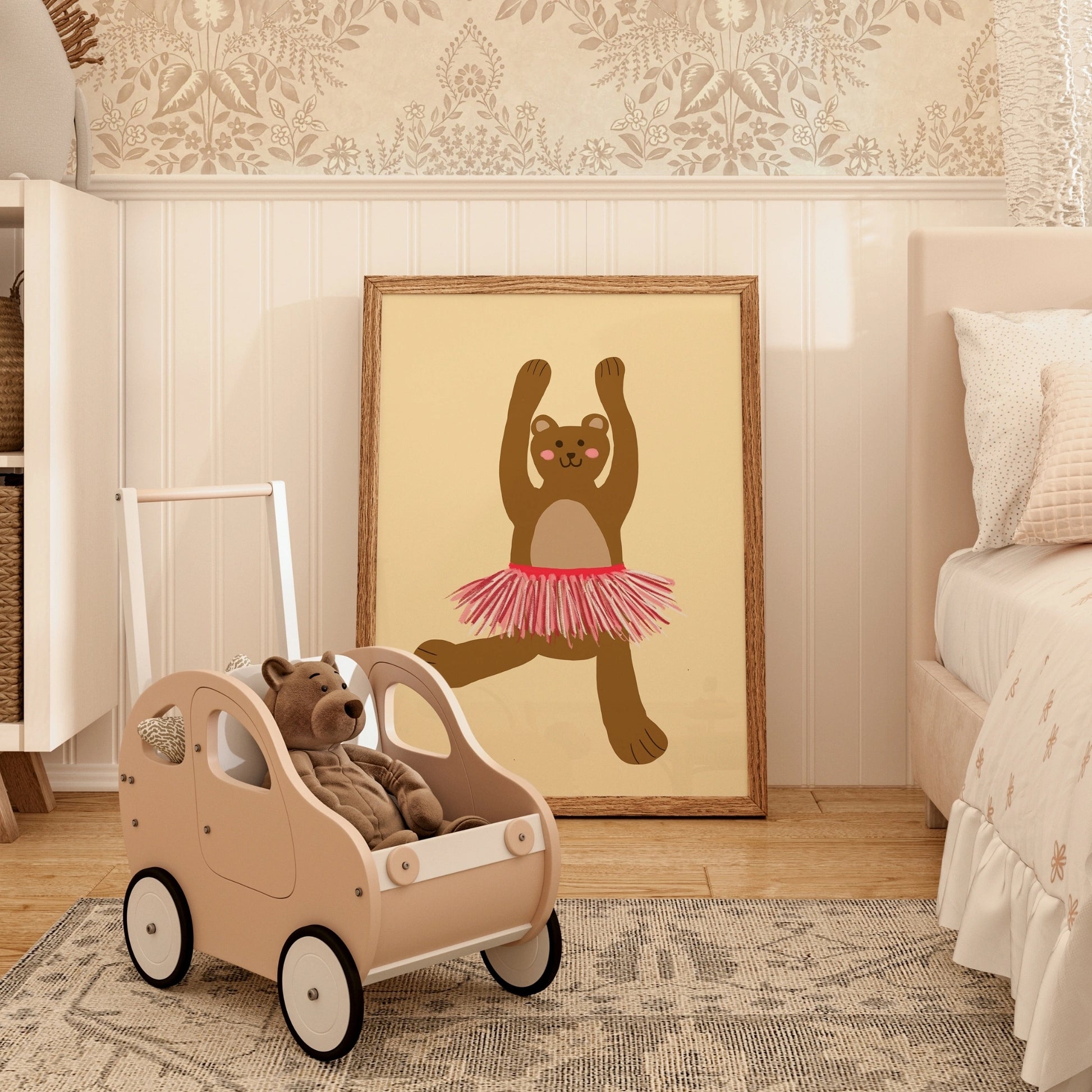 Dancing Bear Nursery Print – Cute Wall Art for Kids Room