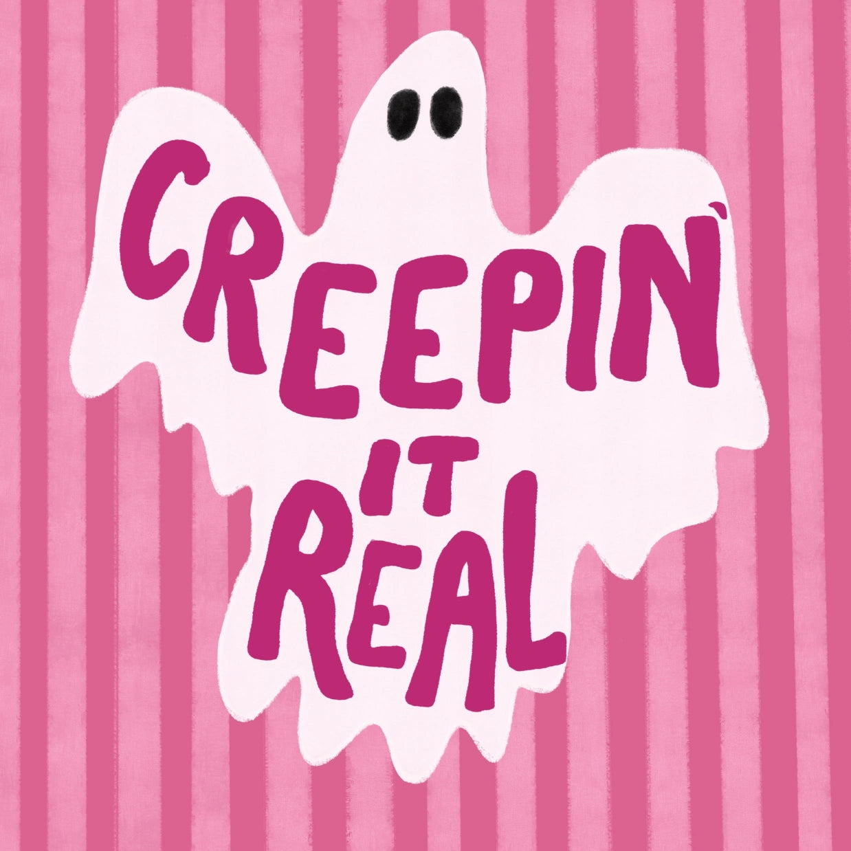 Creepin’ It Real – Pink Ghost Halloween Print