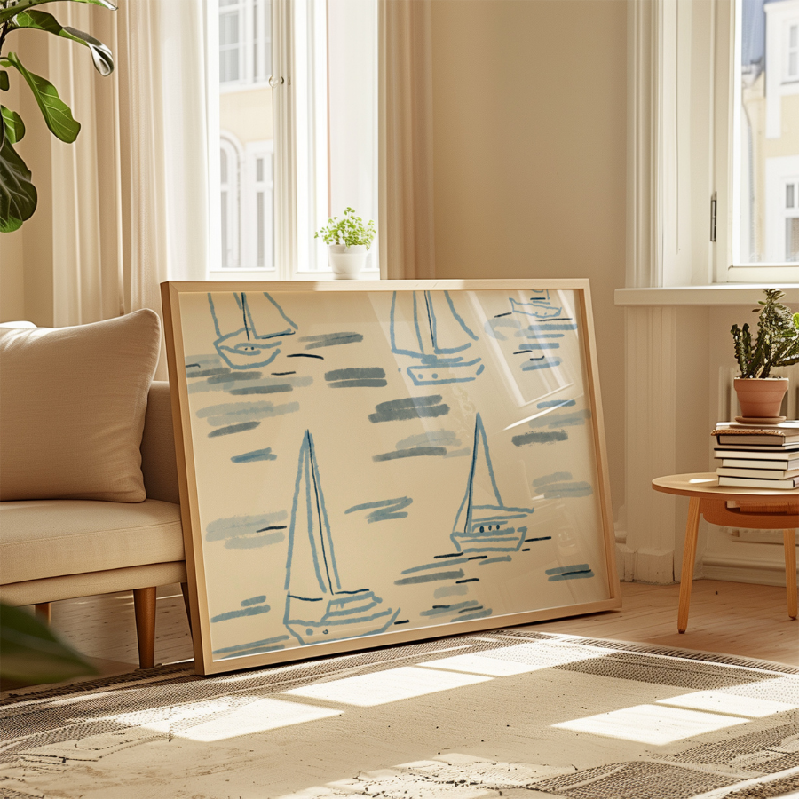 Sailboat Coastal Print – Nautical Summer Wall Art