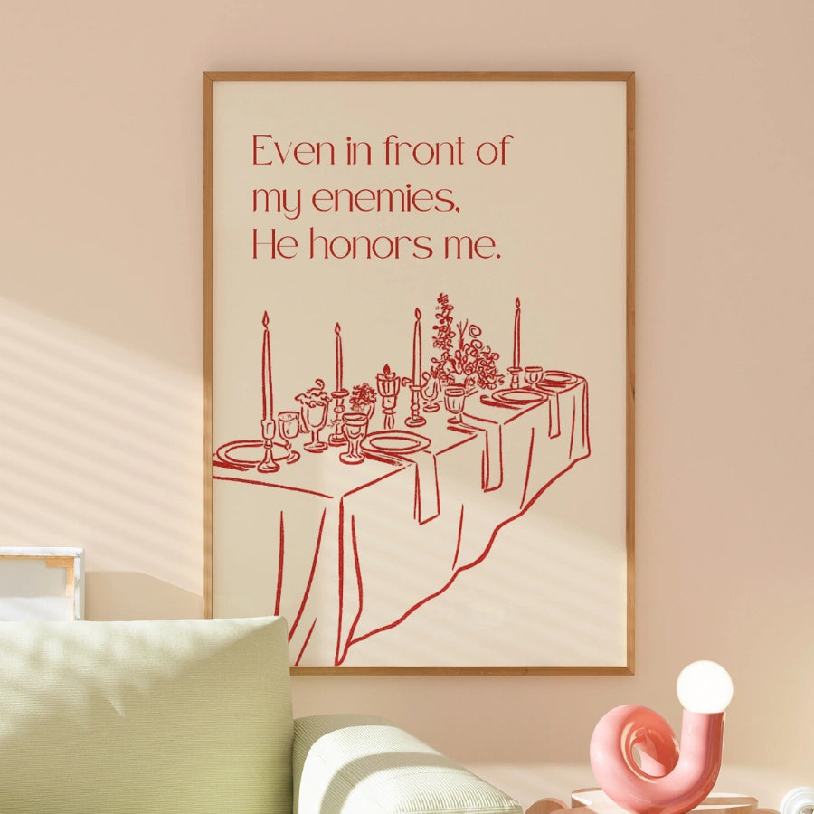 „Er ehrt mich“ – Bibelvers-Druck – Tischdekoration für christliche Feinde