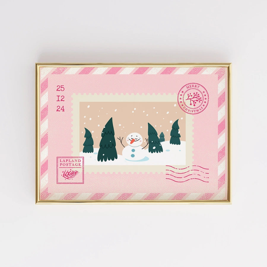 Lapland Christmas Stamp Art - Whimsical Xmas Wall Decor