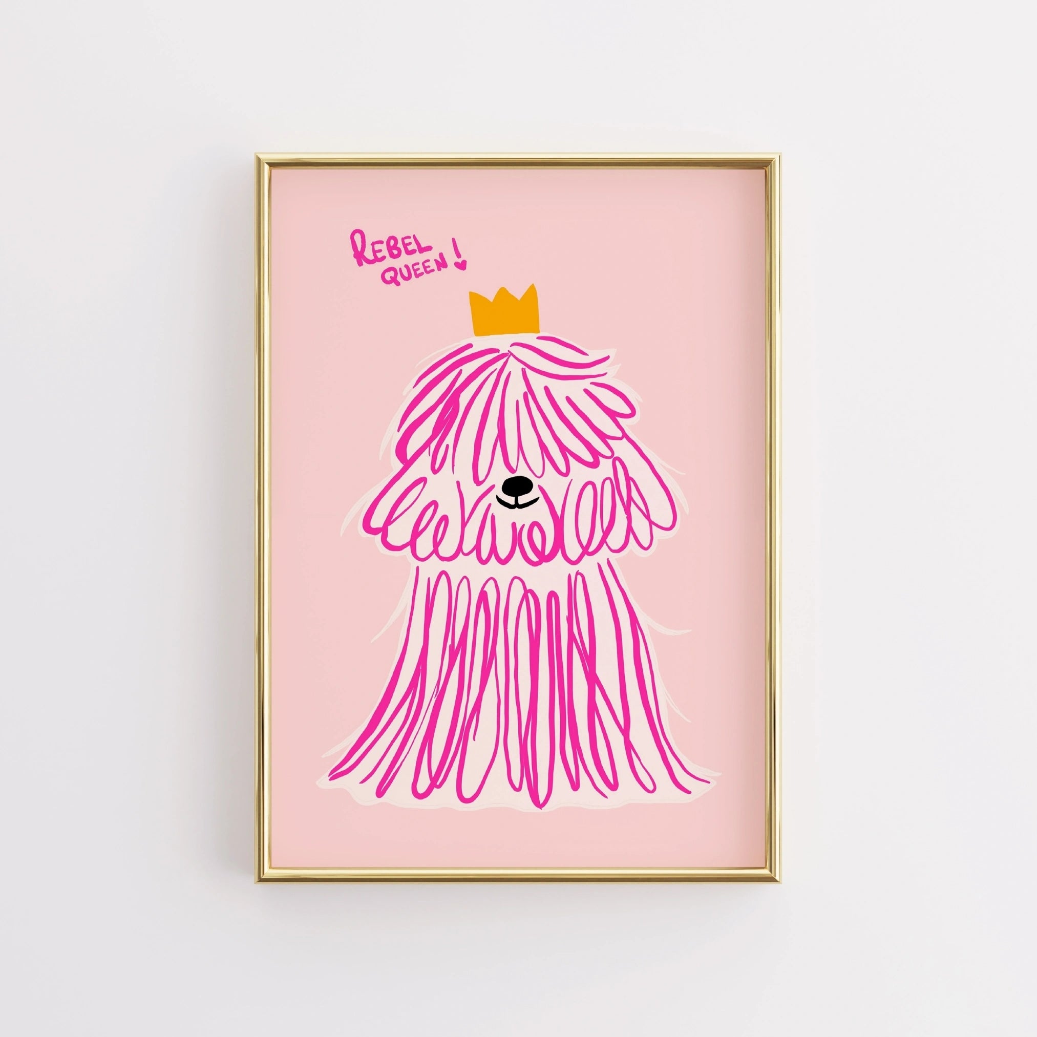 Rebel Queen Dog Wall Art - Pink Poodle Poster