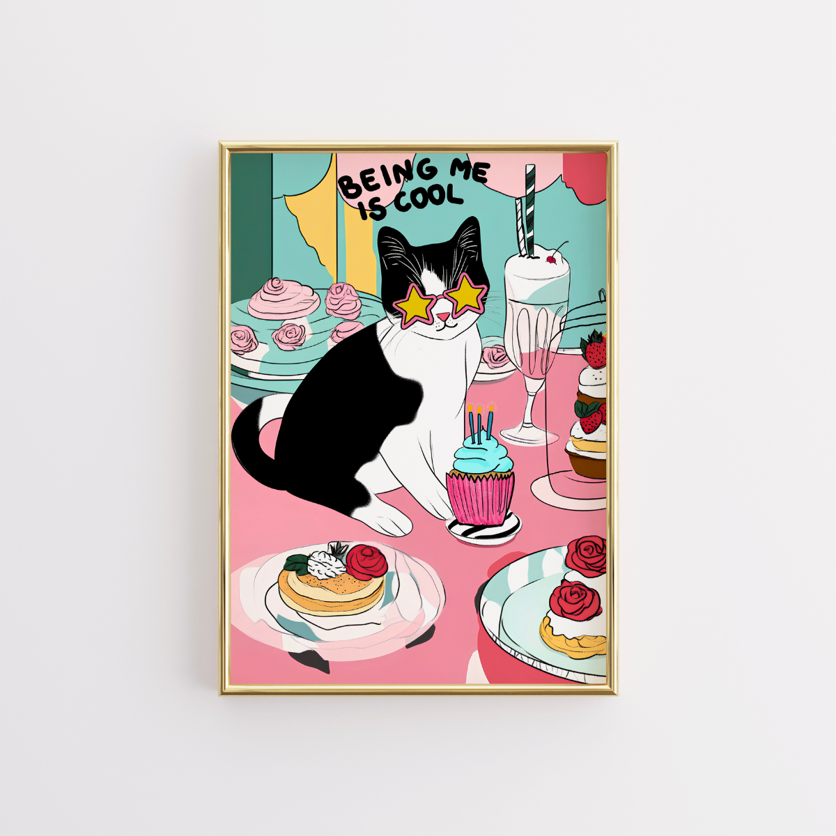 Being Me Is Cool Cat Art – Funky Wall Print