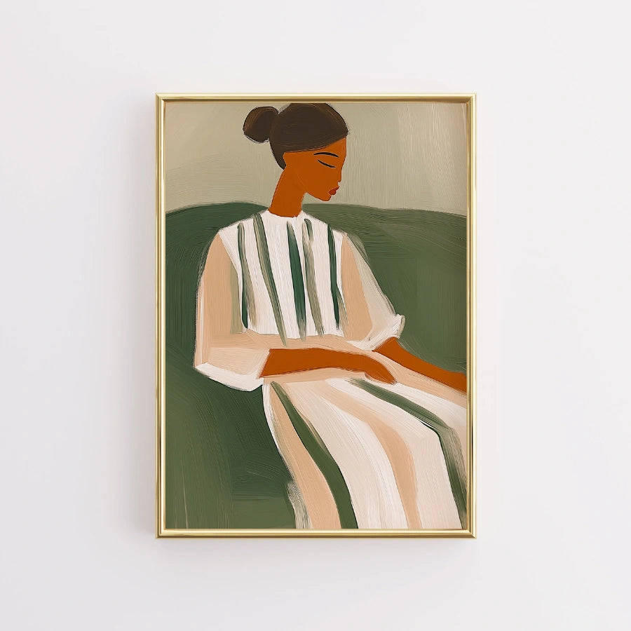 Tranquil Muse Wall Art – Ritratto di donna minimalista 