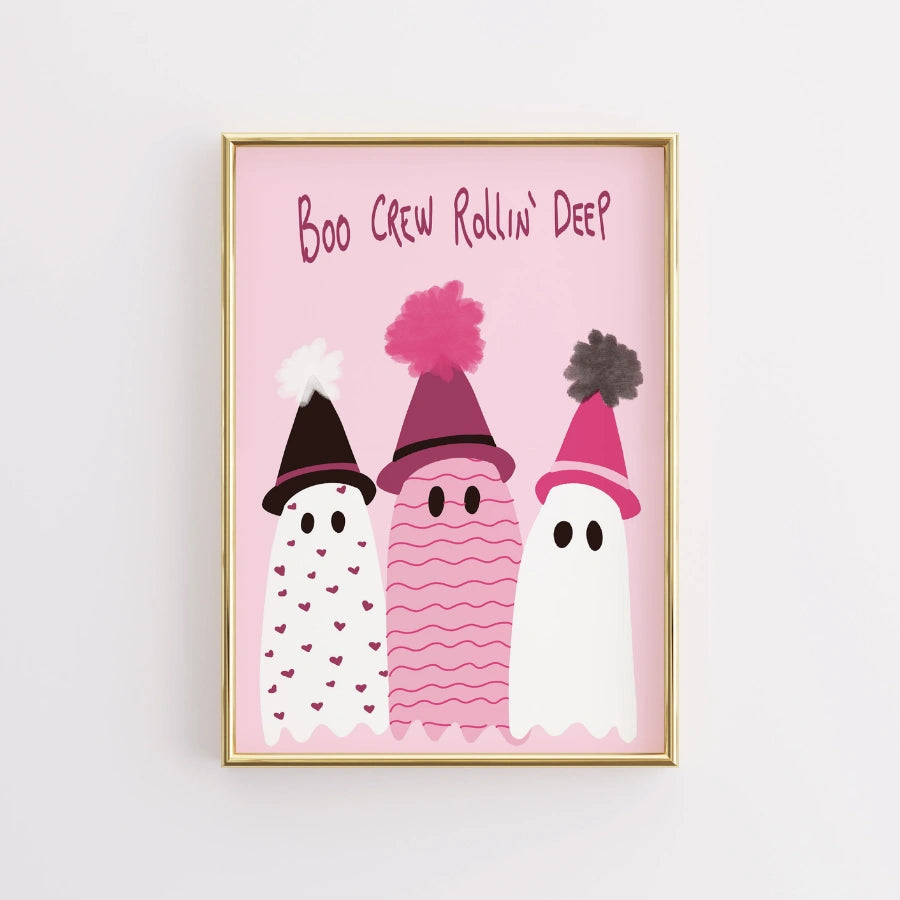 Boo Crew Rollin’ Deep Print – Pink Halloween Wall Art
