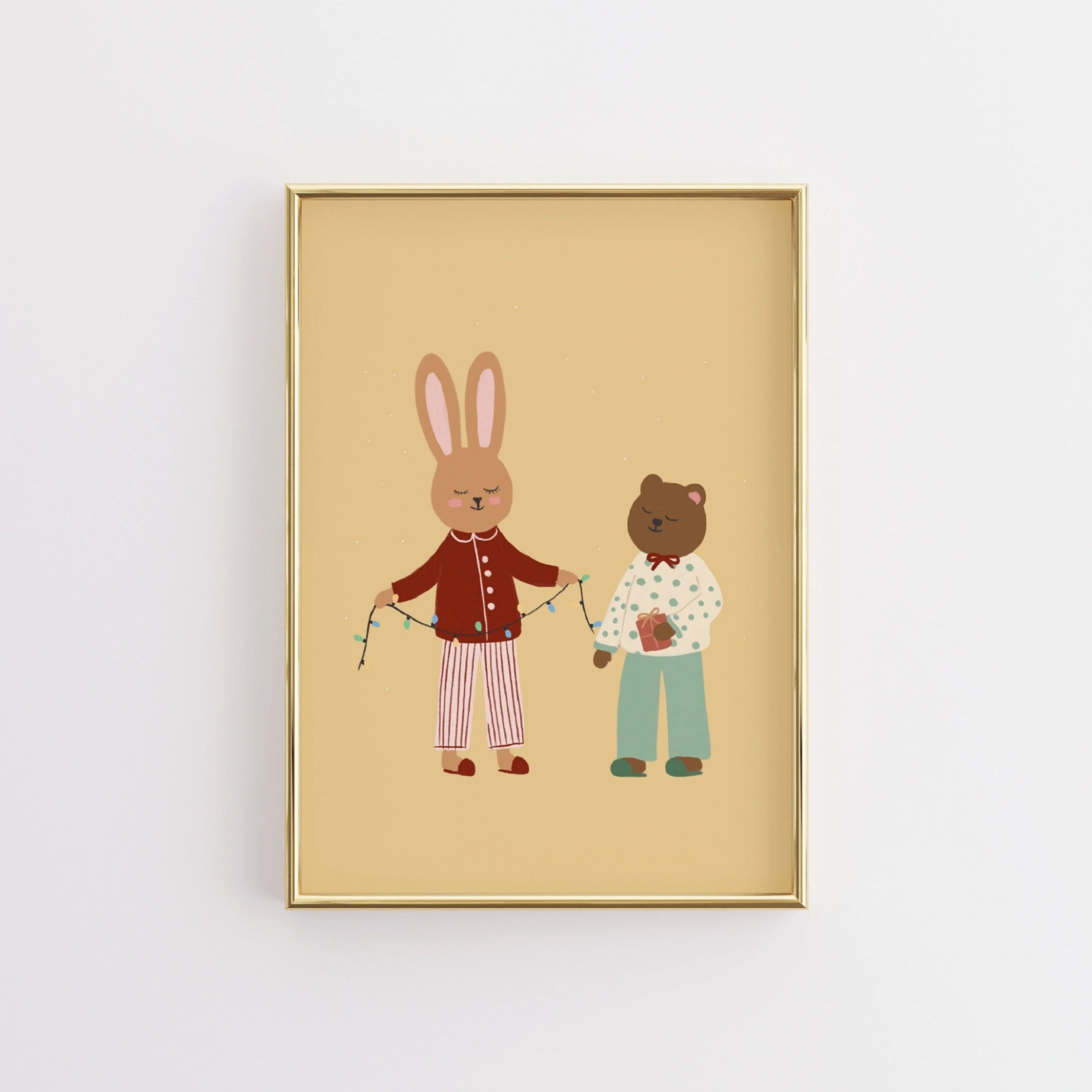 Bunny and Bear Christmas Wall Art