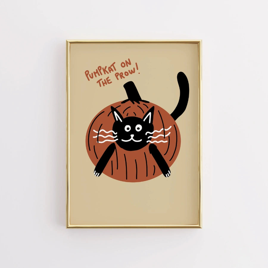 Pumpkin Cat Wall Art – Funny Halloween Print