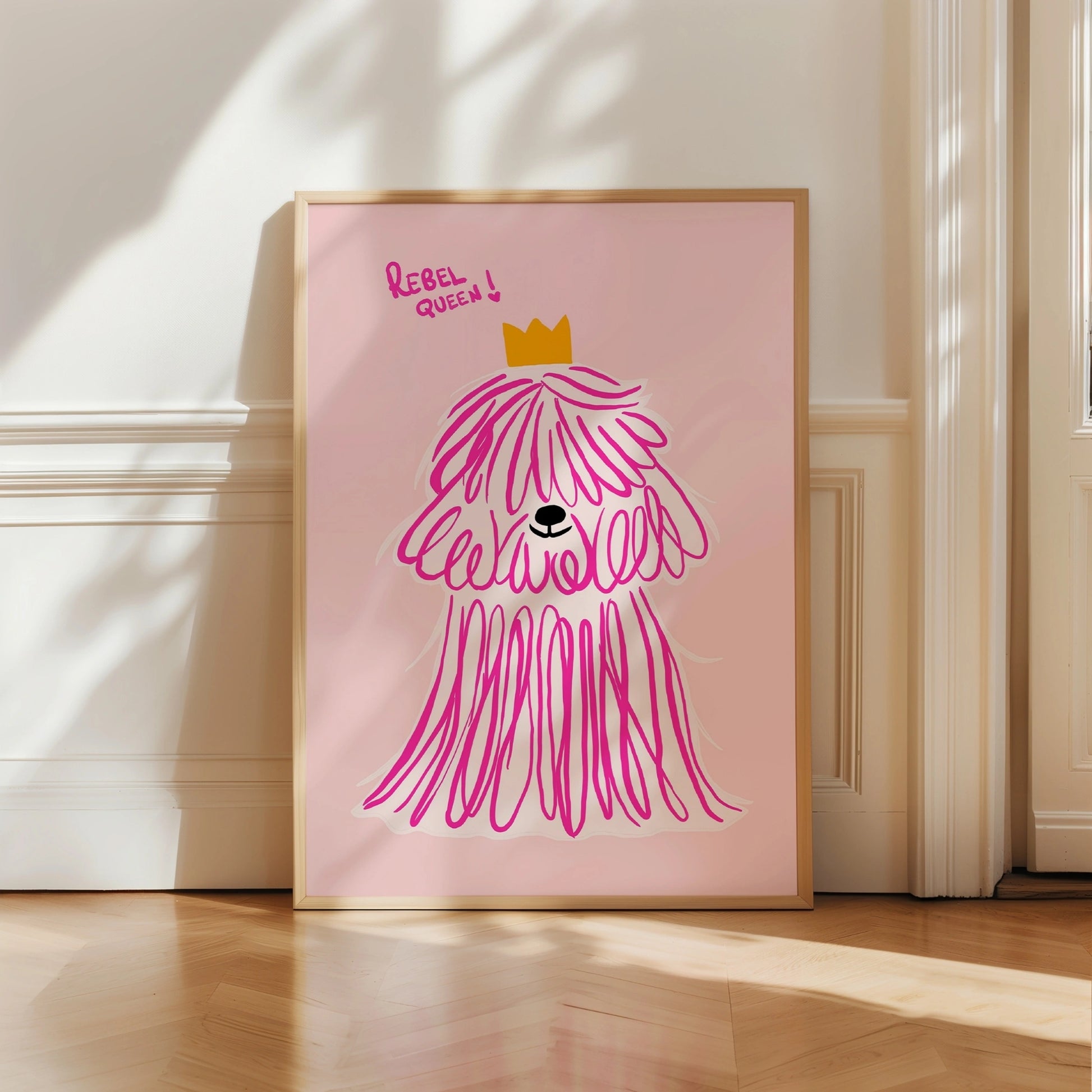 Rebel Queen Dog Wall Art - Pink Poodle Poster