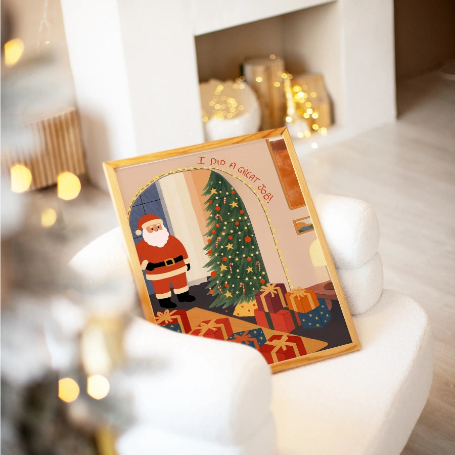 Santa Proud of His Gifts Wall Art – Funny Christmas Print