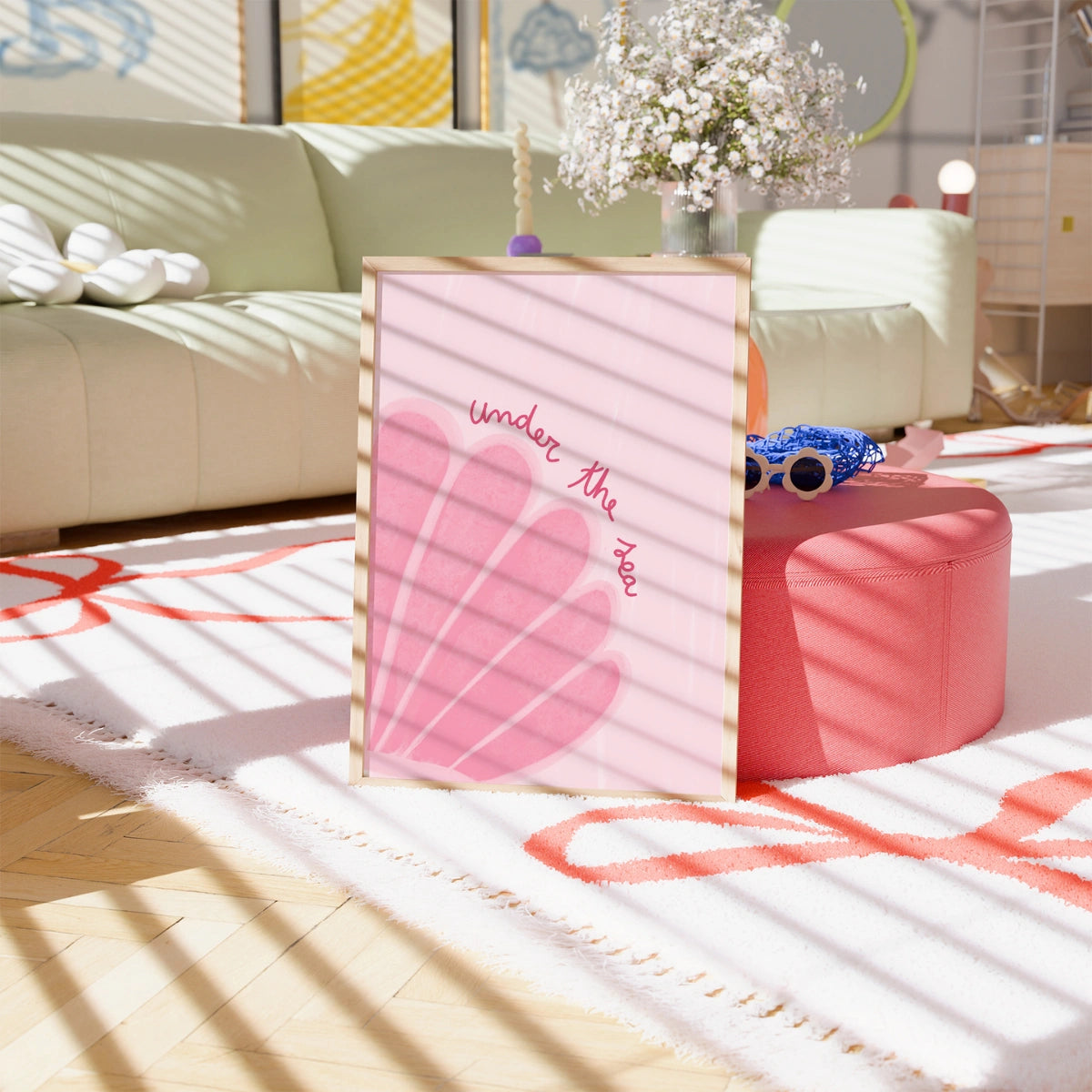 Unterwasser-Wandbild – Rosa Muschel-Küstenposter