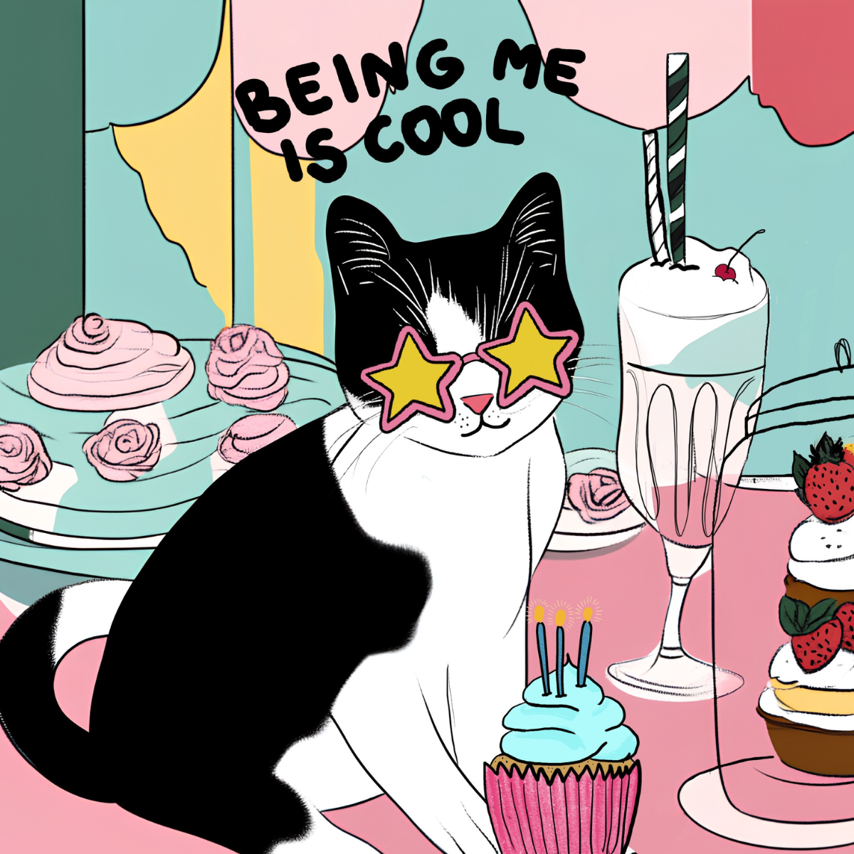 Being Me Is Cool Cat Art – Funky Wall Print