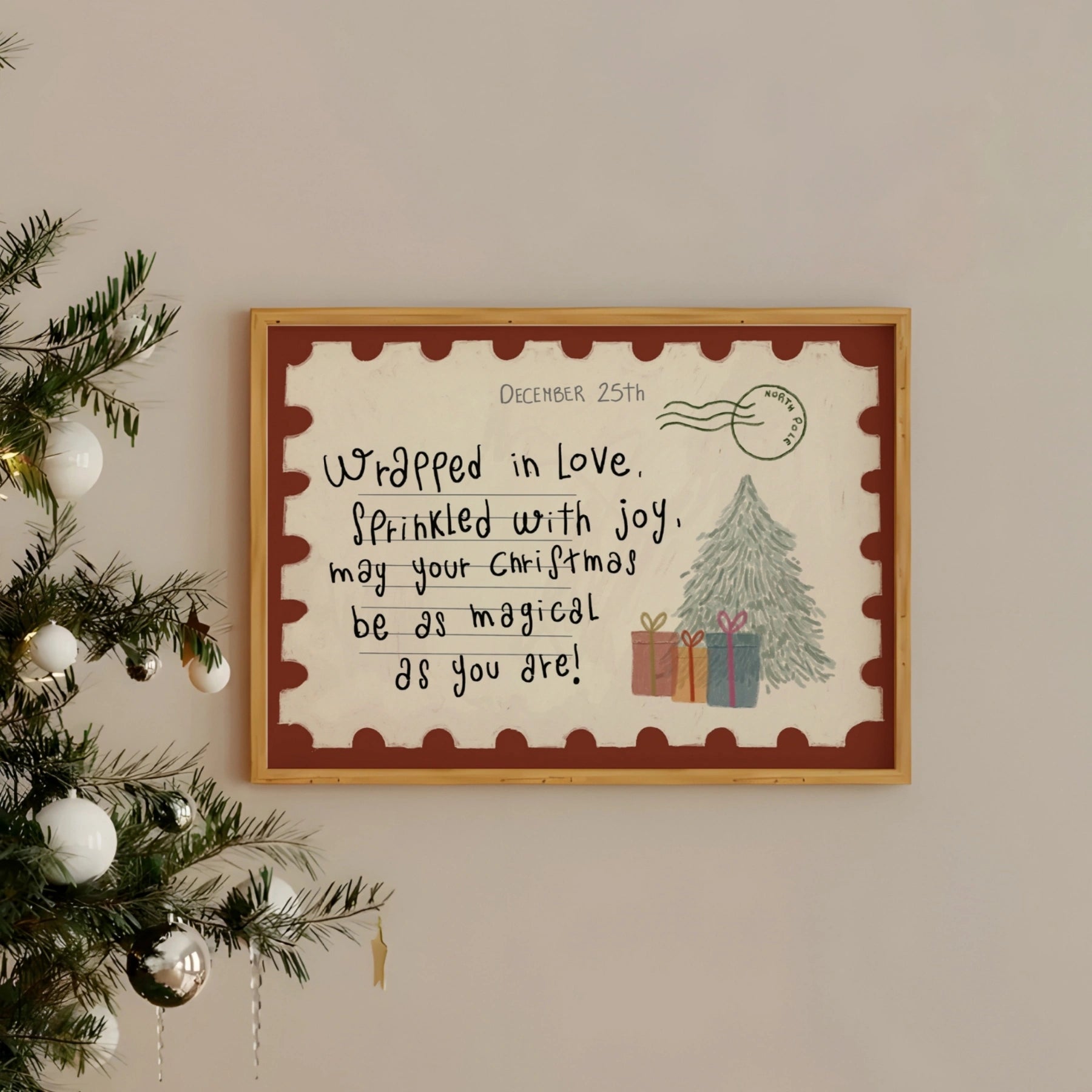 Festive Holiday Postcard Wall Art