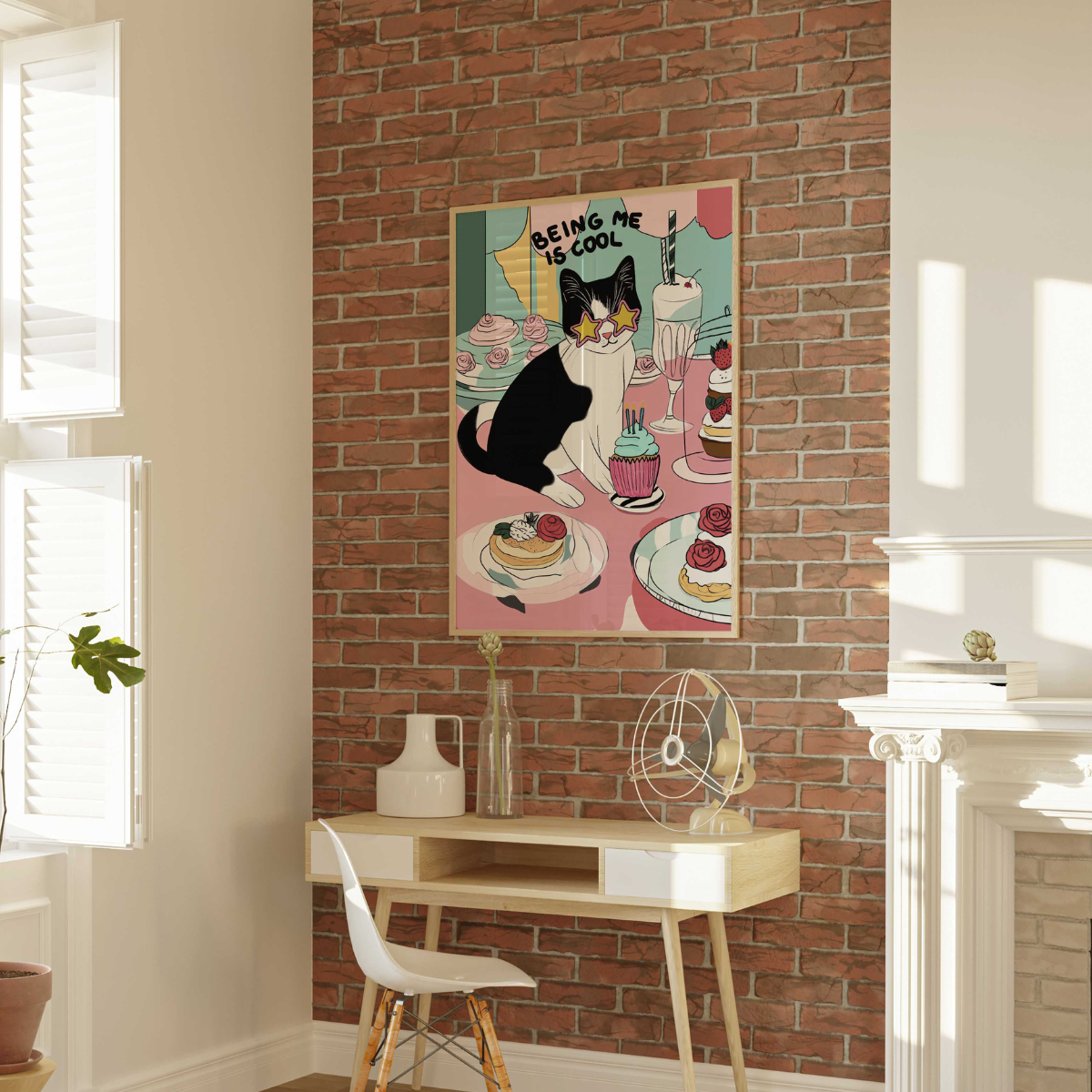 Being Me Is Cool Cat Art – Funky Wall Print