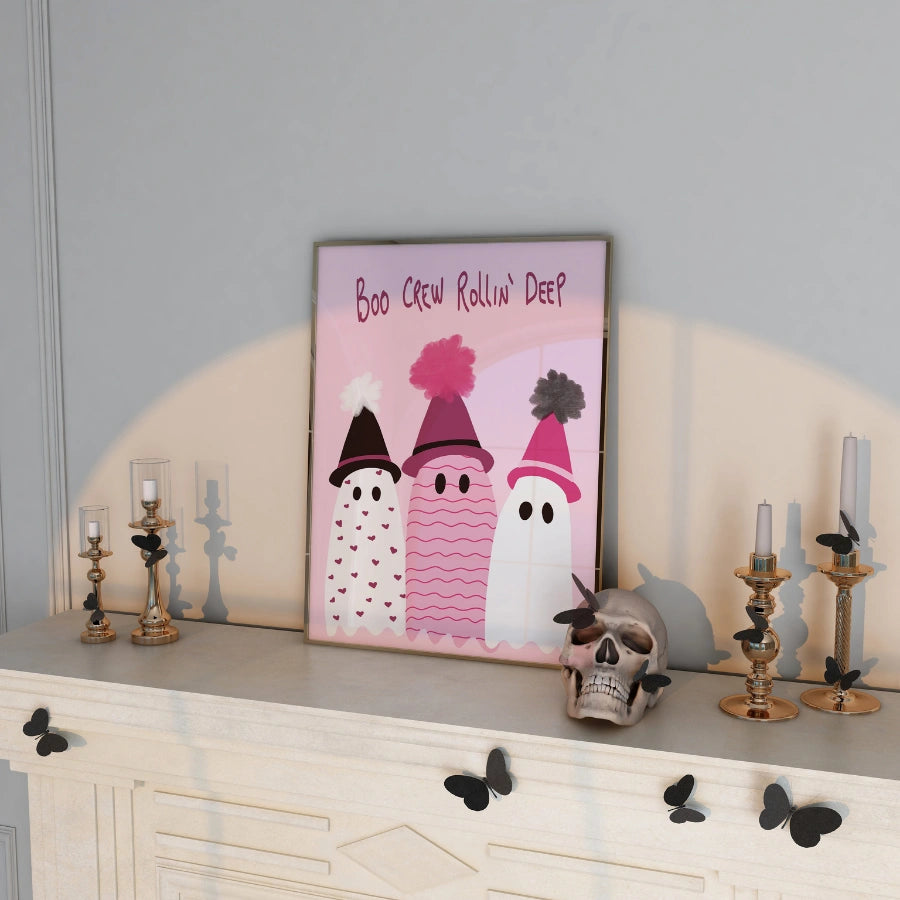 Boo Crew Rollin’ Deep Print – Pink Halloween Wall Art