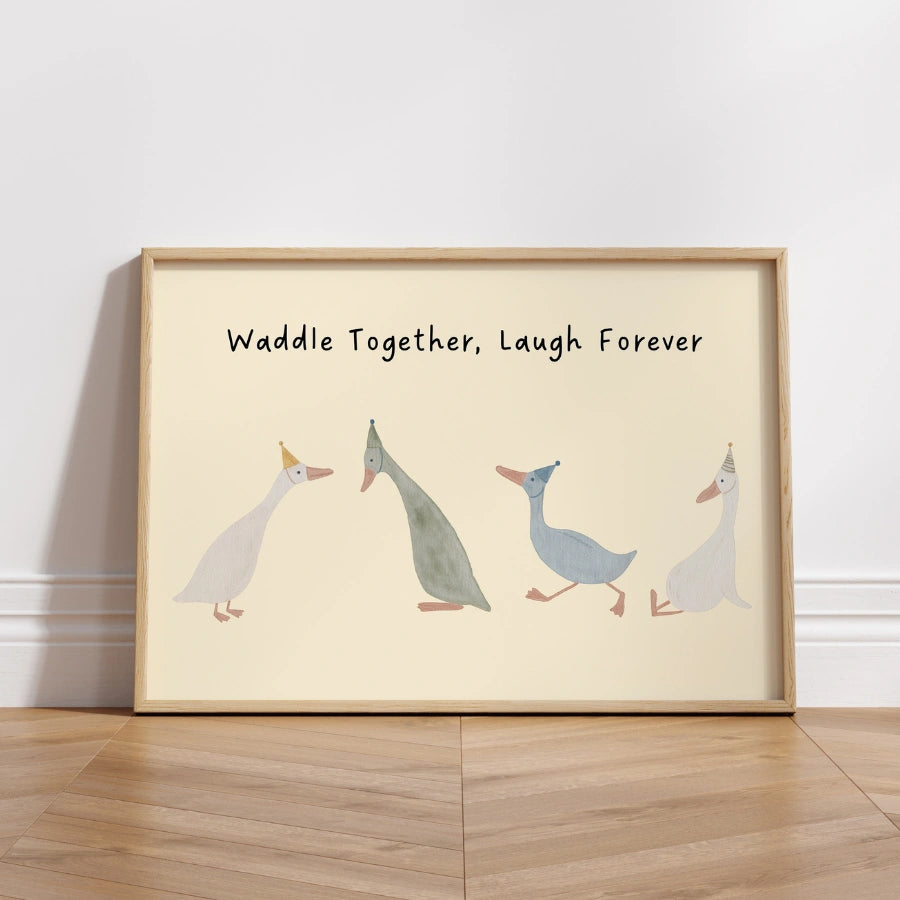 Goose Nursery Print - Funny Duck Wall Art for Kids