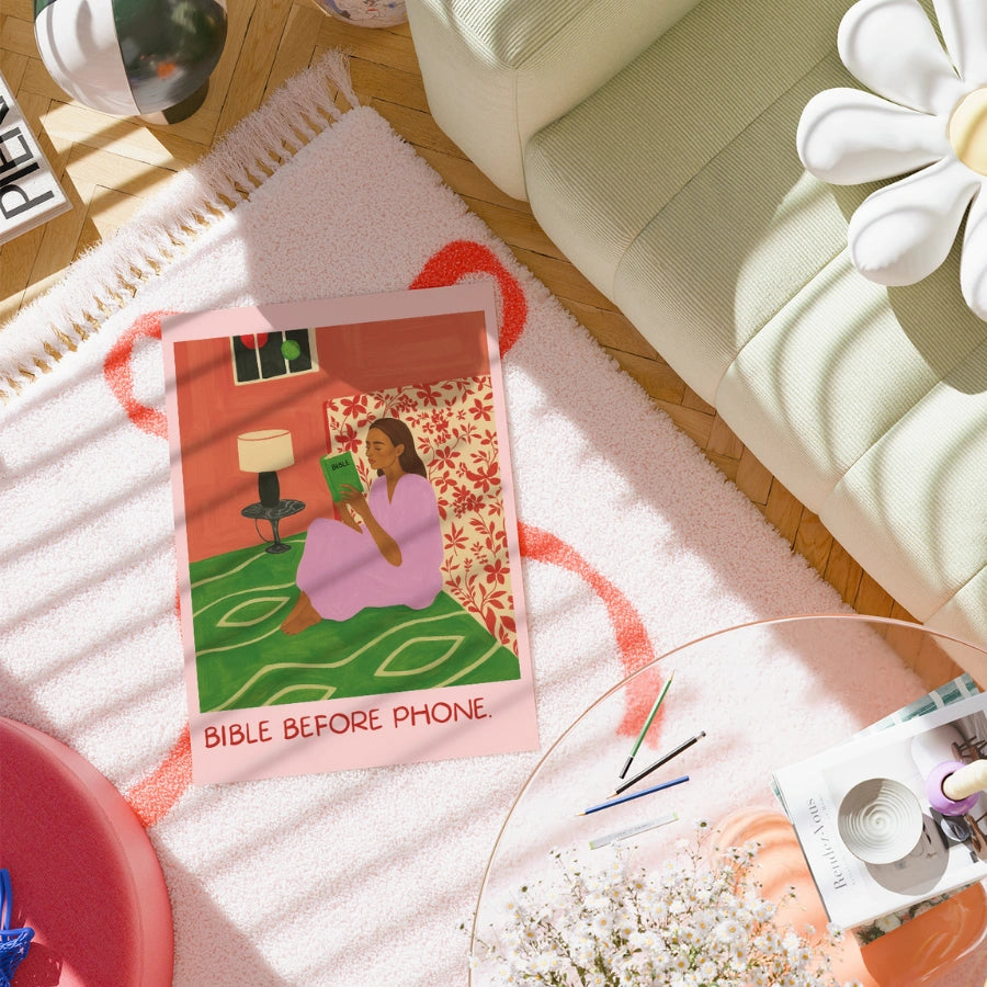 Bible Before Phone Wall Art – Morning Routine Christian Print