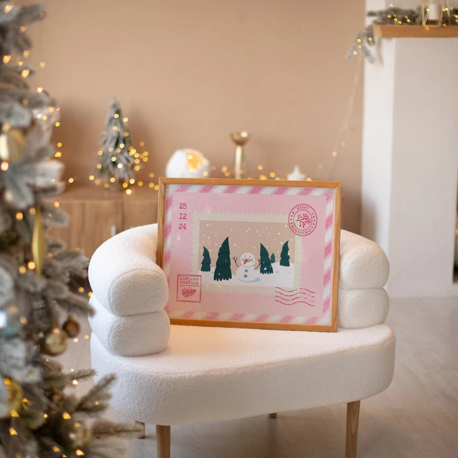 Lapland Christmas Stamp Art - Whimsical Xmas Wall Decor