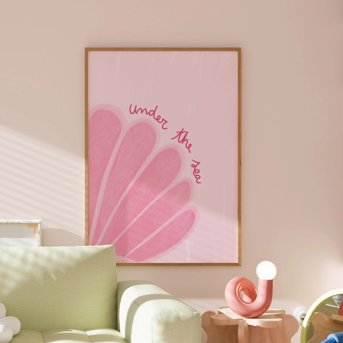 Unterwasser-Wandbild – Rosa Muschel-Küstenposter