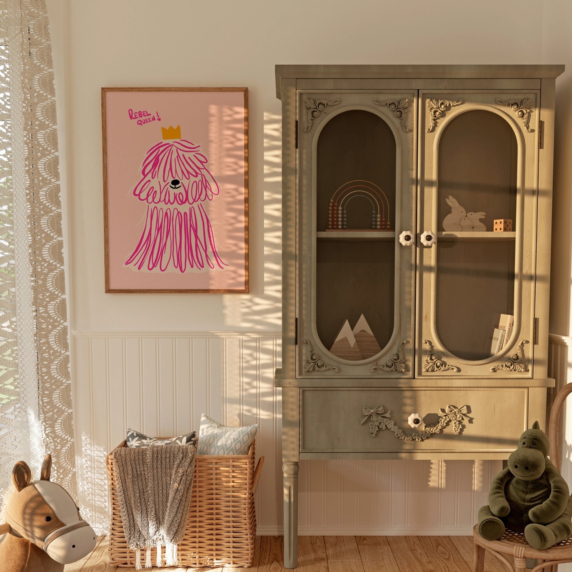 Rebel Queen Dog Wall Art - Pink Poodle Poster