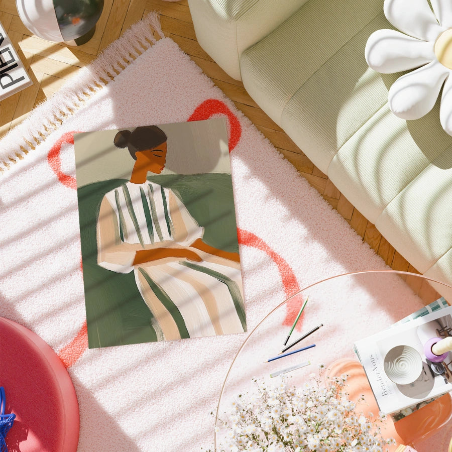 Tranquil Muse Wall Art – Ritratto di donna minimalista 