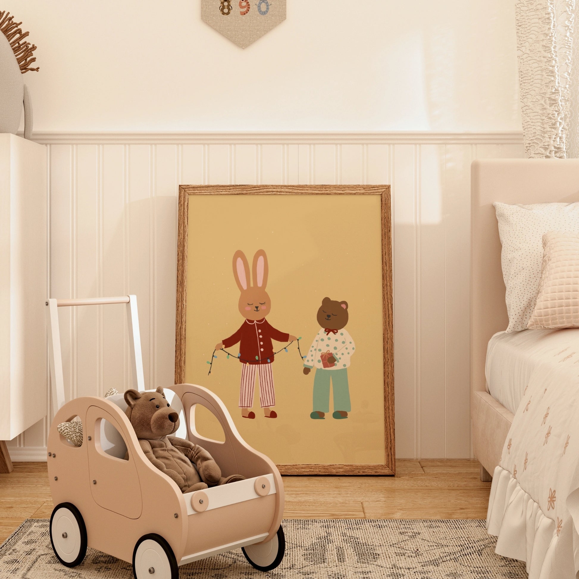 Bunny and Bear Christmas Wall Art