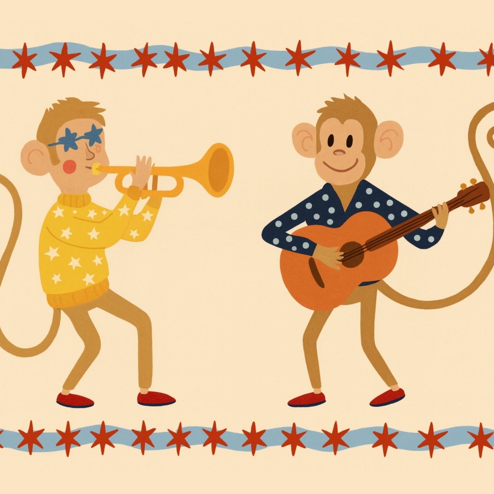 Musical Monkeys Nursery Print