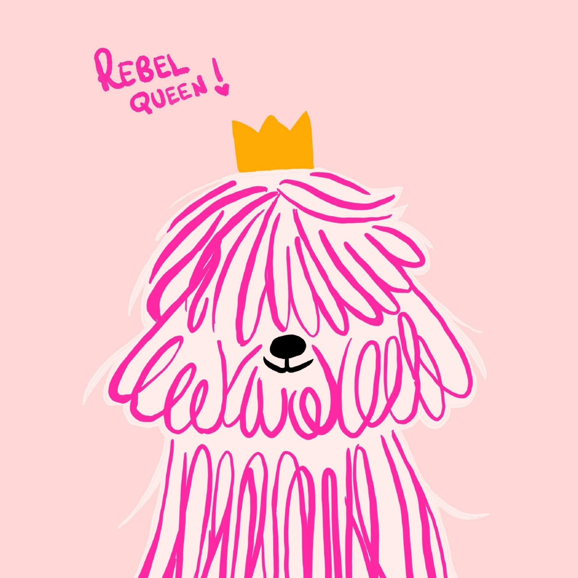 Rebel Queen Dog Wall Art - Pink Poodle Poster
