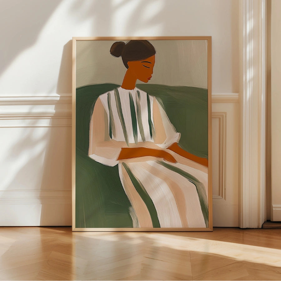 Tranquil Muse Wall Art – Ritratto di donna minimalista 