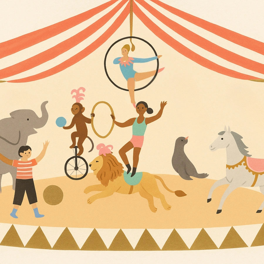 Circus Nursery Print - Colorful Carnival Wall Art for Kids