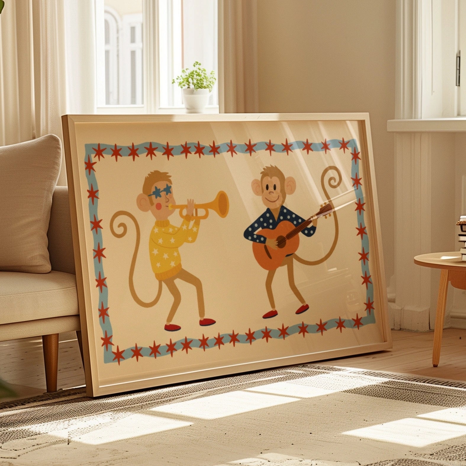 Musical Monkeys Nursery Print