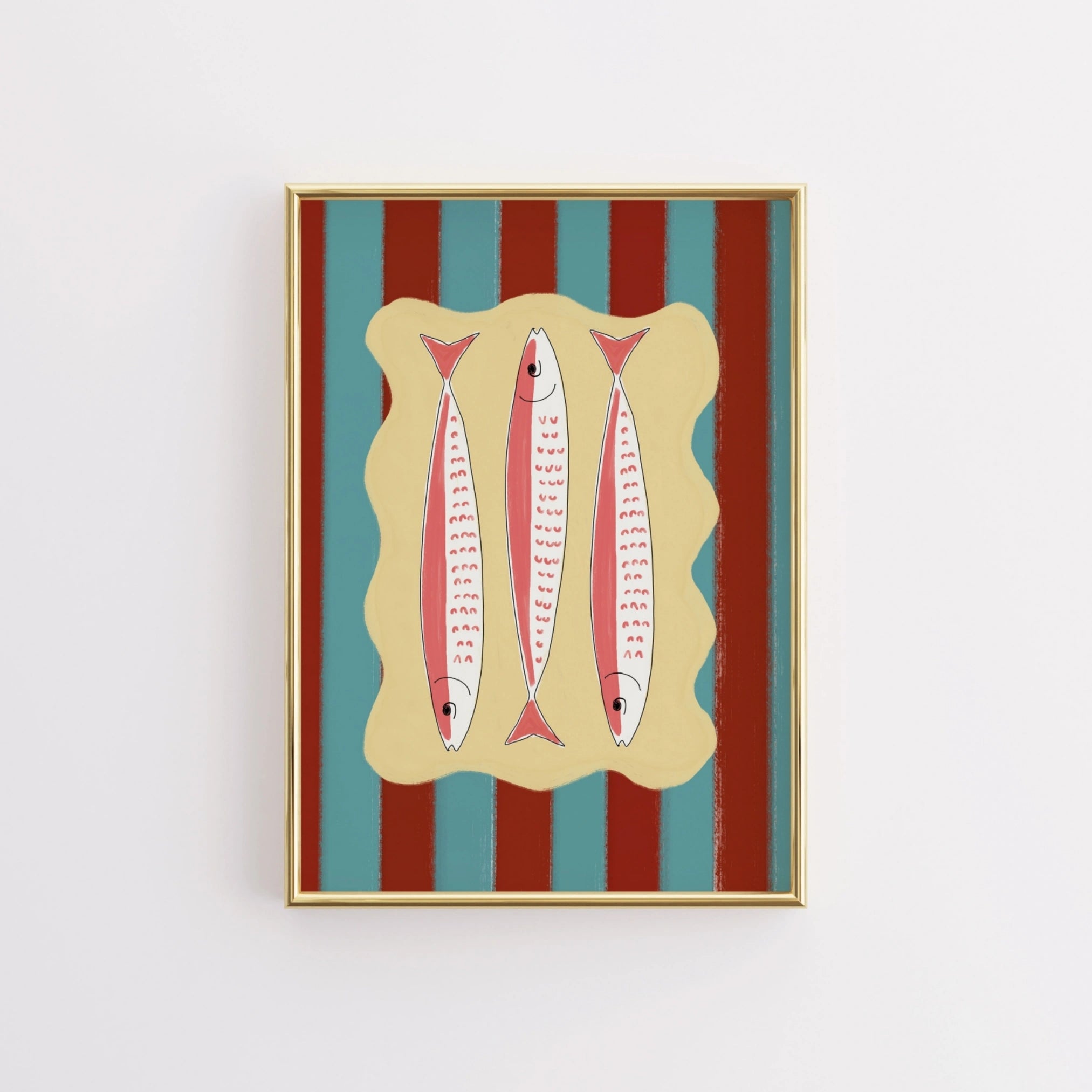 Striped Sardine Trio Kitchen Wall Art