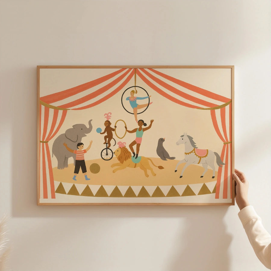 Stampa per bambini a tema circo - Colorata decorazione murale di carnevale per bambini