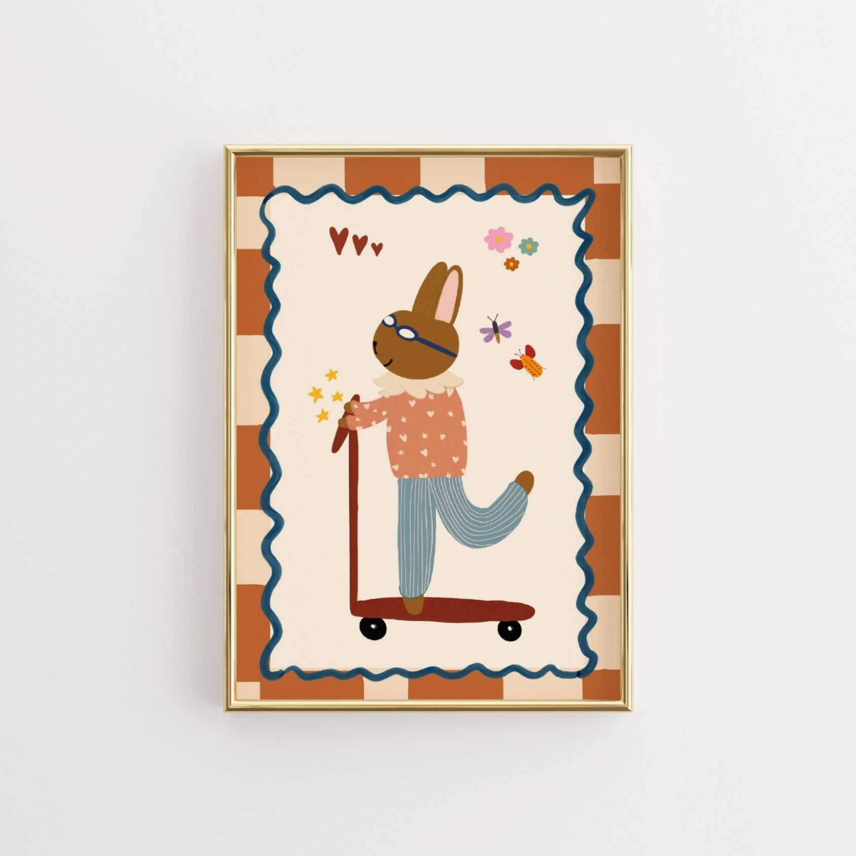 Vintage Bunny on Scooter Nursery Print