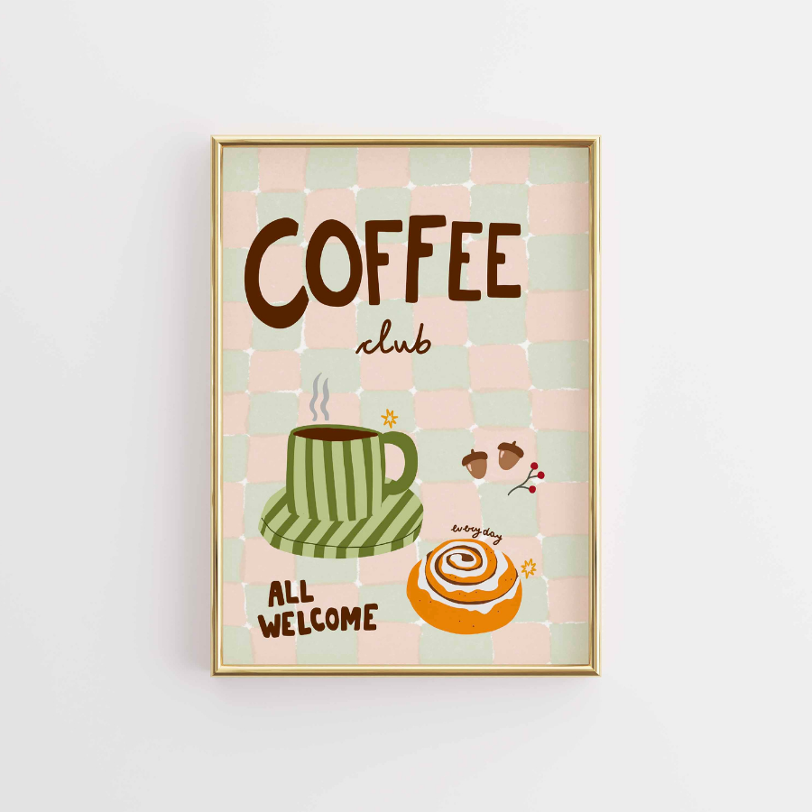 Coffee Club Wall Art – Cozy Kitchen Decor