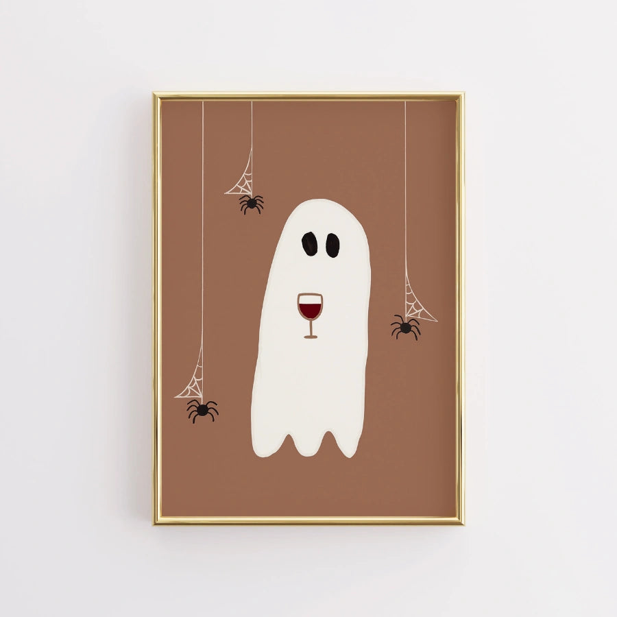 Wine Ghost Halloween Print – Funny Boozy Wall Art