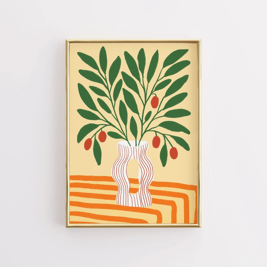 Olive Branch Boho Wall Art – Stampa estetica bohémien 