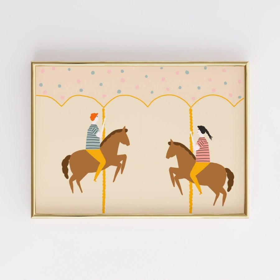 Carousel Horse Nursery Print – Cute Animal Wall Art for Kids