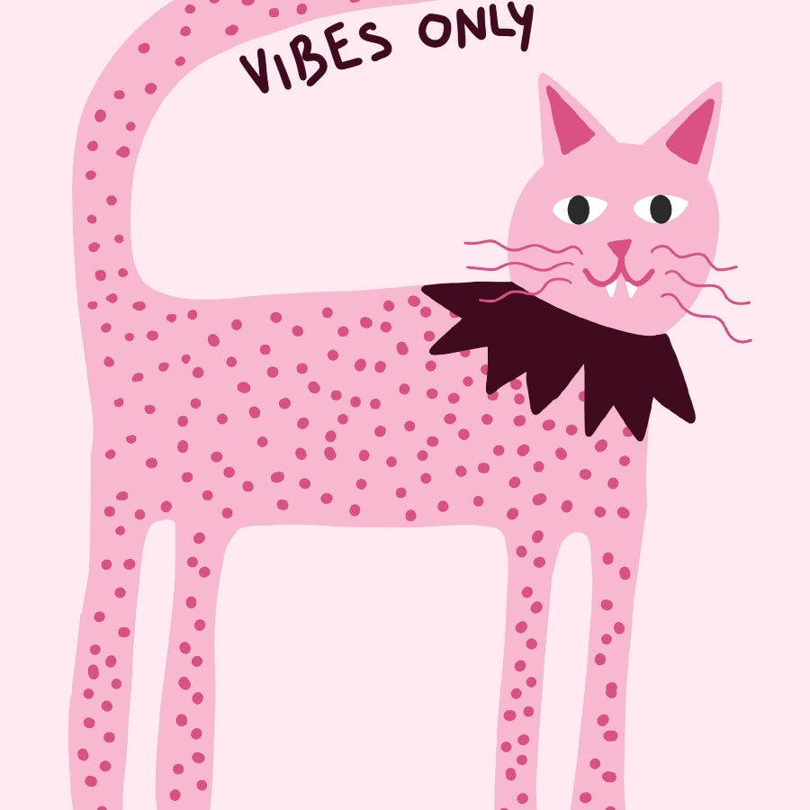 Vampire Cat Wall Art – Pink Halloween Print