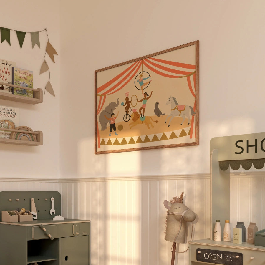 Stampa per bambini a tema circo - Colorata decorazione murale di carnevale per bambini