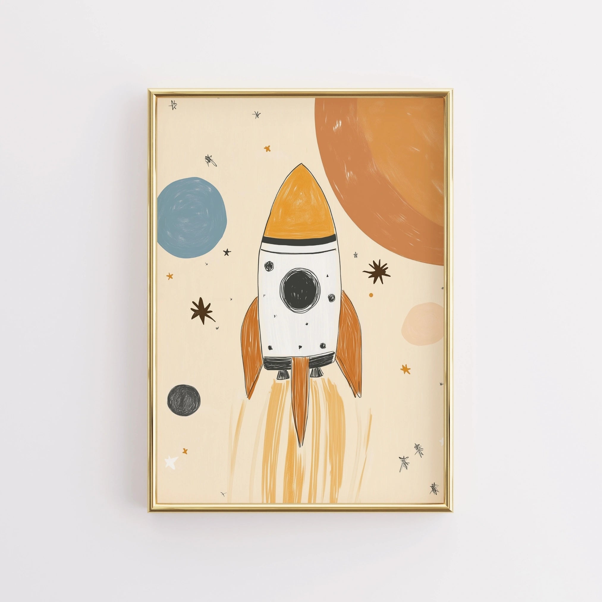 Rocket Ship Wall Art – Space Nursery Poster
