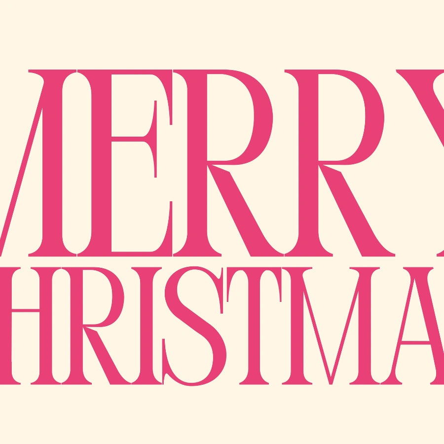 Pink Merry Christmas Wall Art - Elegant Holiday Typography Print