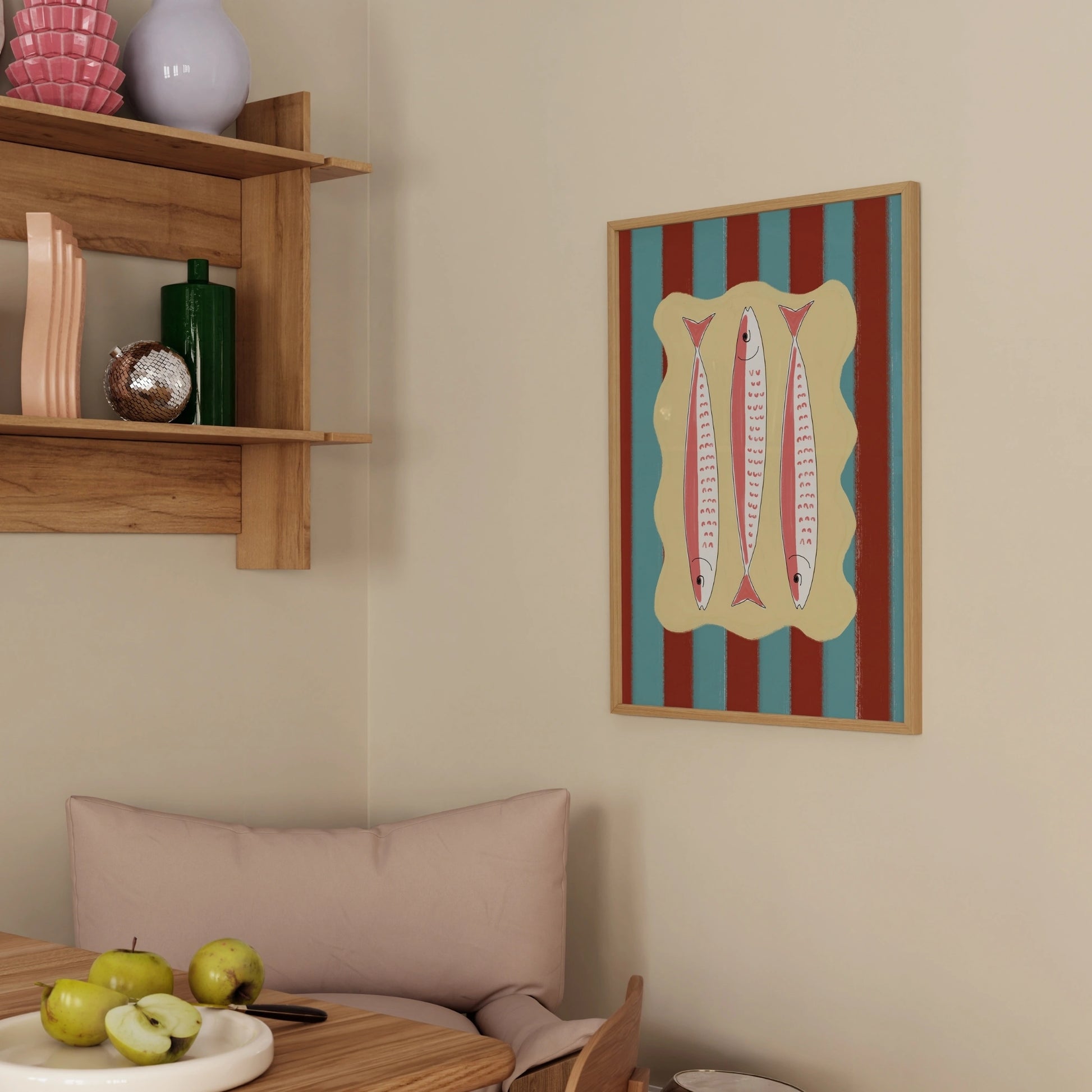 Striped Sardine Trio Kitchen Wall Art