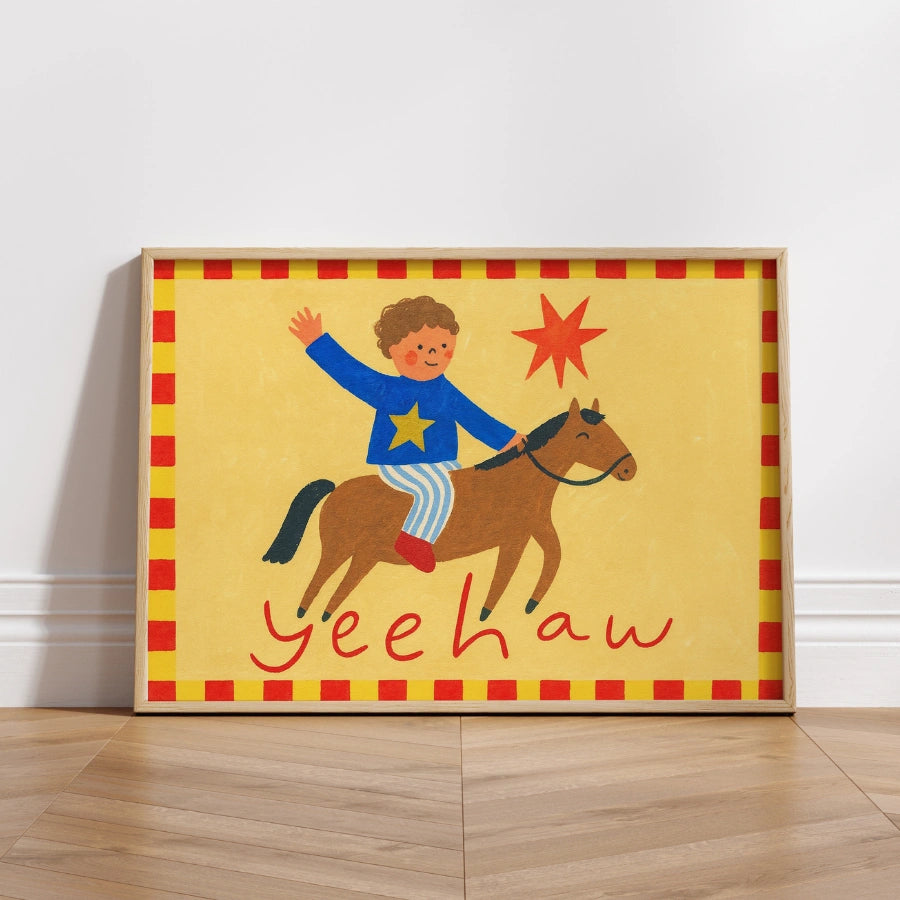 Cowboy Nursery Print - Yeehaw Western Wall Art for Kids