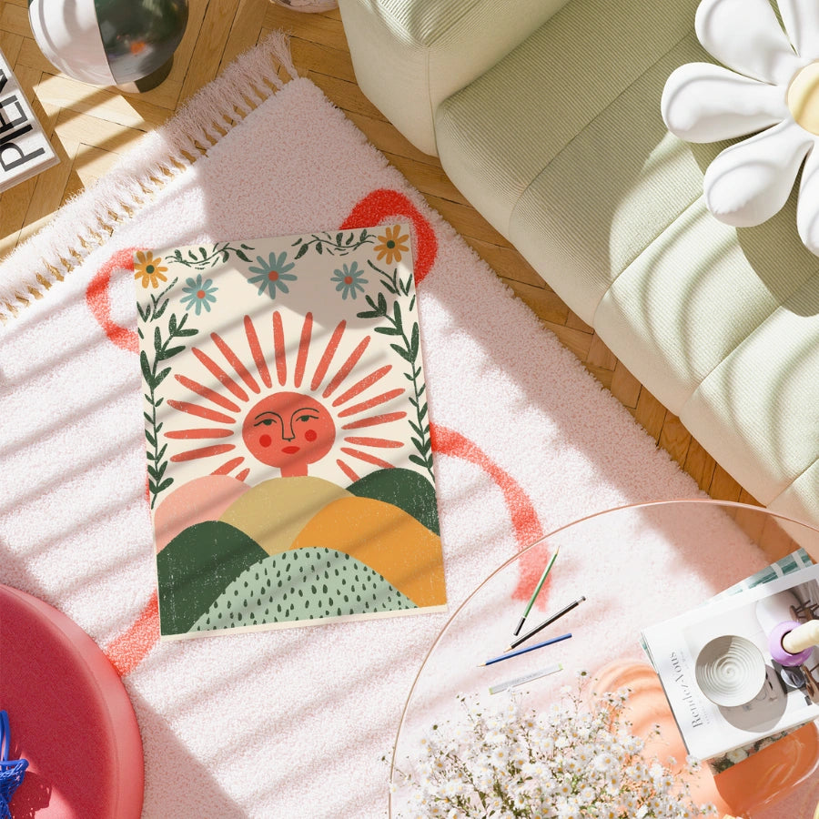 Stampa murale con volto all'alba - Stampa con sole stravagante 