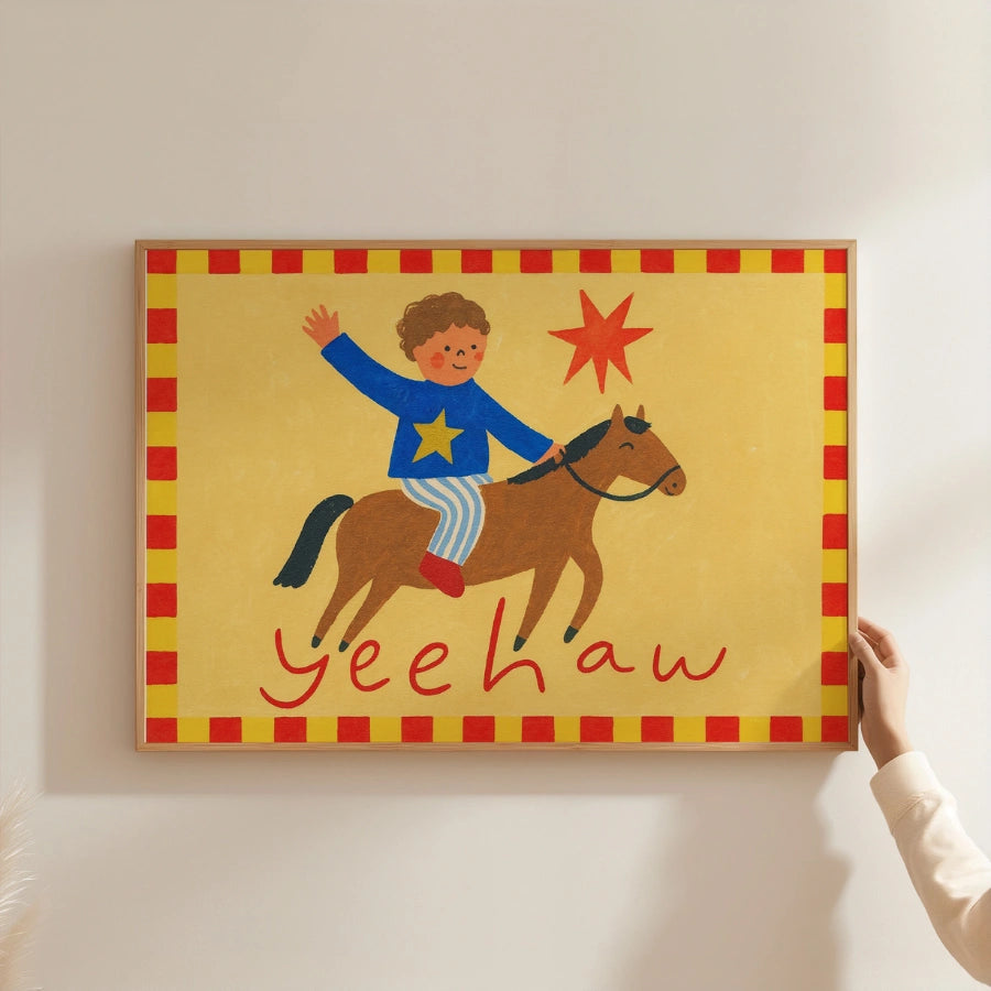 Cowboy Nursery Print - Yeehaw Western Wall Art for Kids