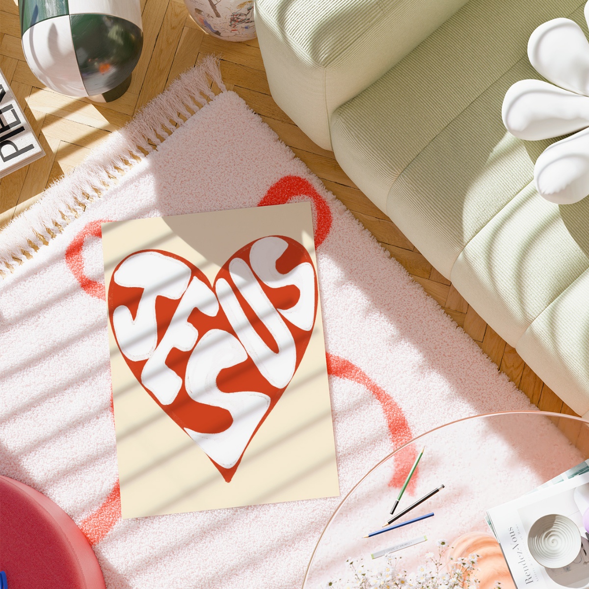 Jesus-Liebe-Druck – Ausdrucksstarke christliche Wandkunst