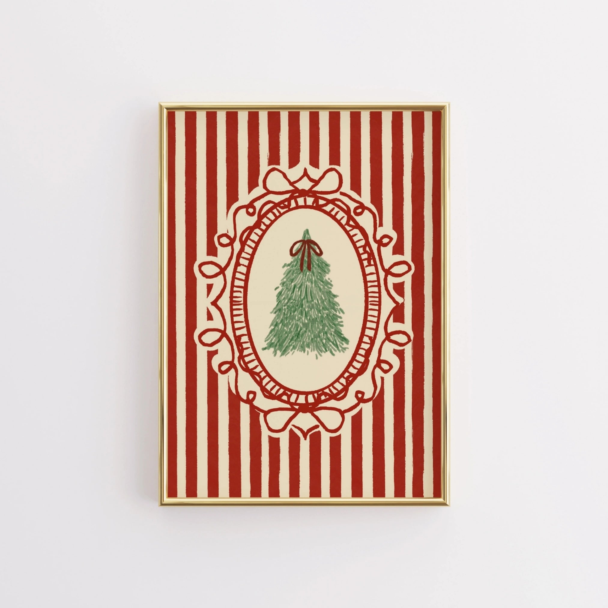 Striped Christmas Tree Wall Art
